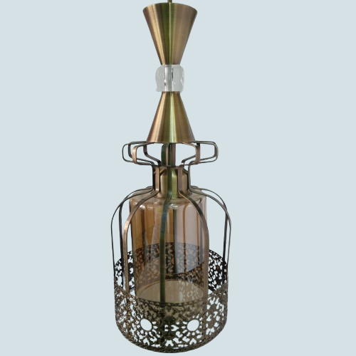 Suspension Bouteille en verre ambré lumino maroc 33