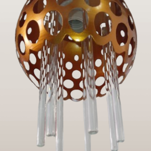 Suspension Dorée avec barres en verre – Image 2
